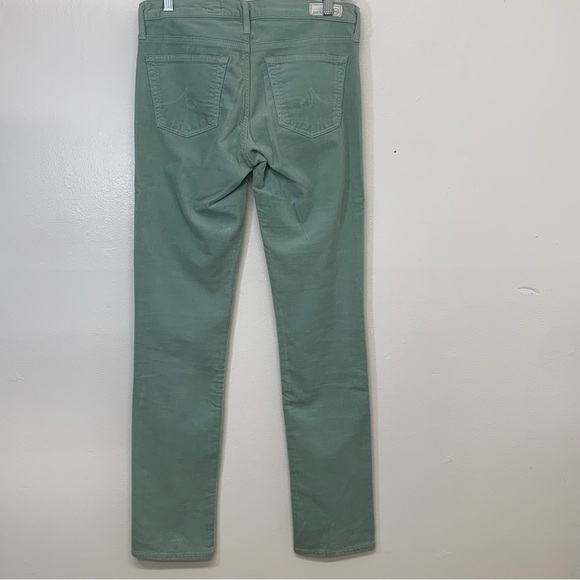 AG Corduroy Pants Woman 27  Stevie Slim‎ Straight Low Rise Light Green Stretch - Picture 5 of 11